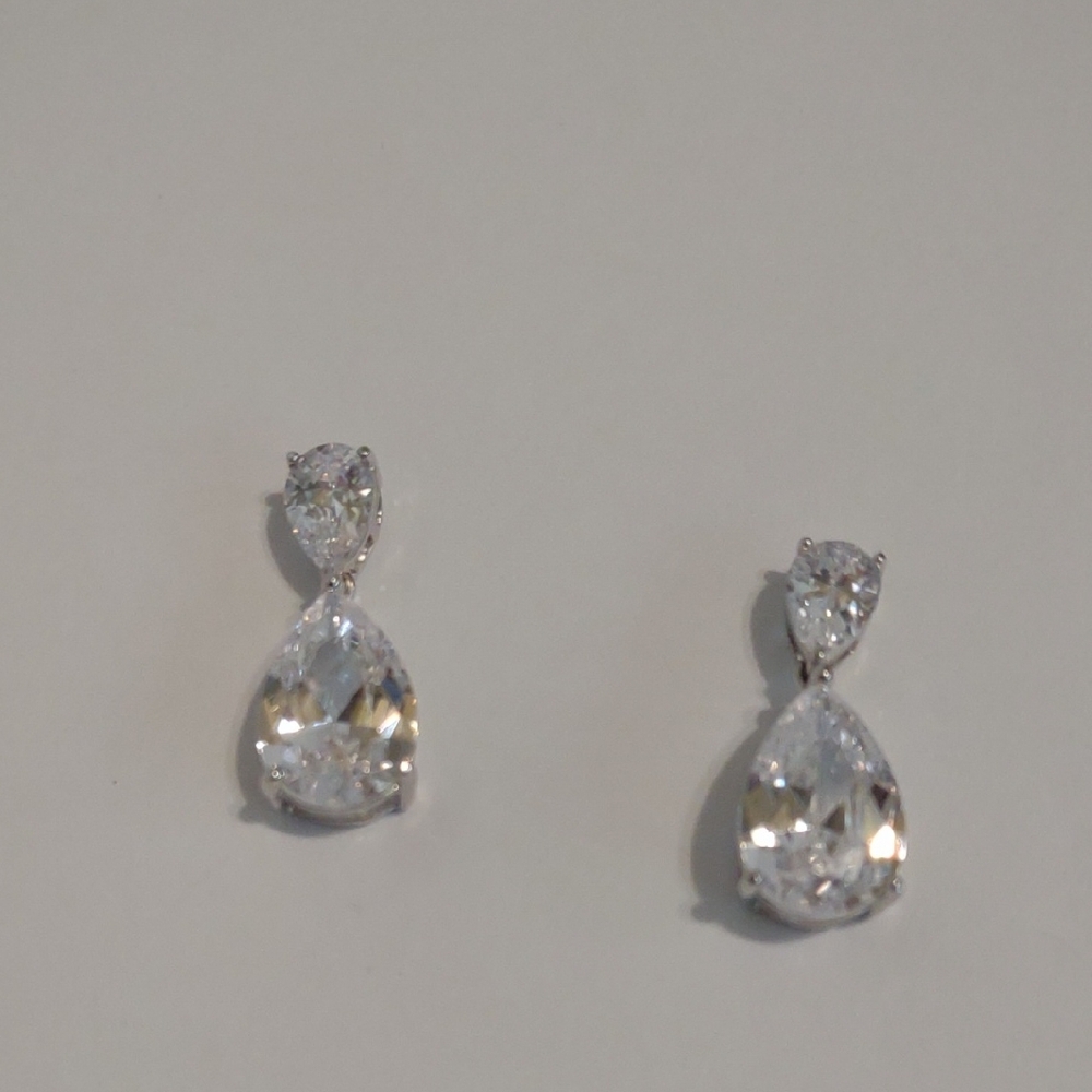 Sterling Silver Teardrop Dangle Stone Earrings